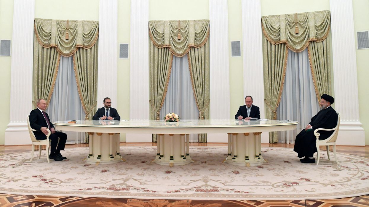 Russian President Vladimir Putin attends a meeting with his Iranian counterpart Ebrahim Raisi in Moscow, Russia January 19, 2022.