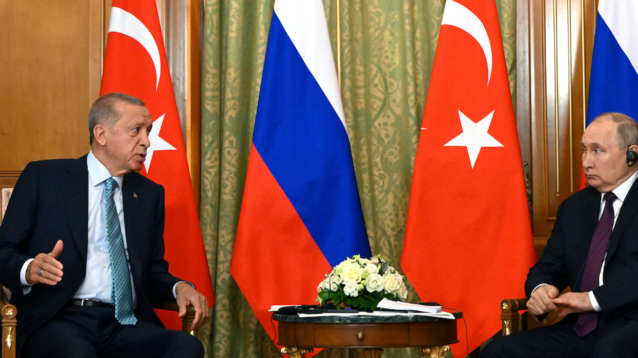 Russian President Vladimir Putin attends a meeting with Turkish President Tayyip Erdogan in Sochi, Russia, on Sept. 4, 2023.