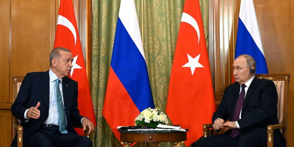 Russian President Vladimir Putin attends a meeting with Turkish President Tayyip Erdogan in Sochi, Russia, September 4, 2023.