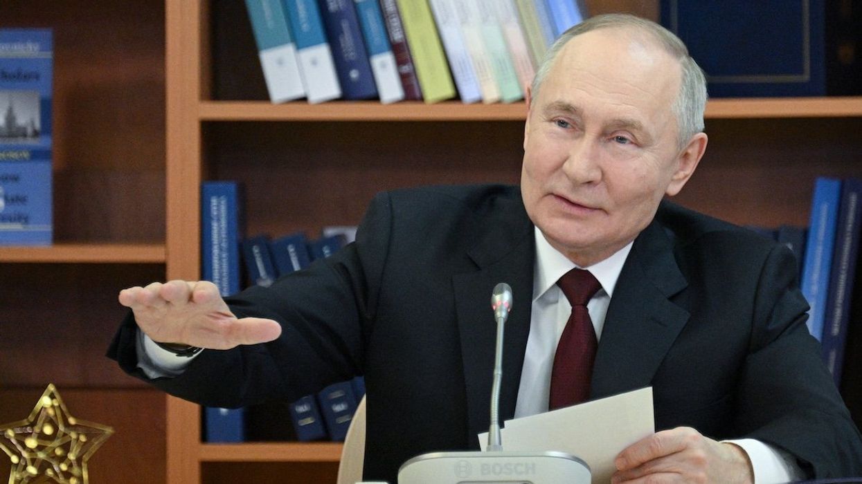 Russian President Vladimir Putin speaks during a visit to the Lomonosov Moscow State University, in Moscow, Russia, on Jan. 24, 2025.