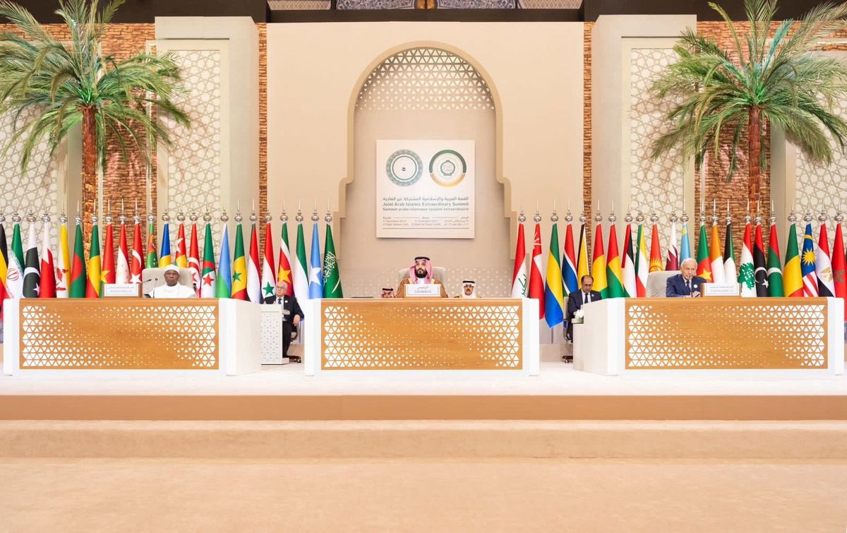 Saudi Crown Prince Mohammed bin Salman speaks during Organisation of Islamic Cooperation (OIC) summit in Riyadh, Saudi Arabia, November, 11, 2023.