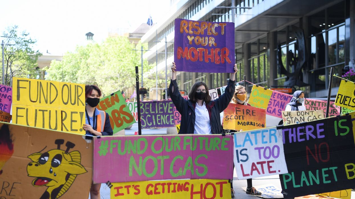 school students take part in Fund Our Futures Not Gas climate rally in Sydney
