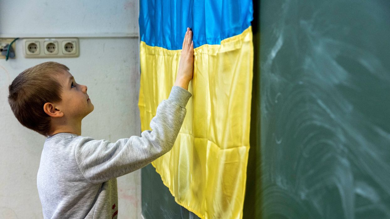 Schoolchildren who fled Ukraine attend a mixed class with other Ukrainian children living in Vienna, Austria.