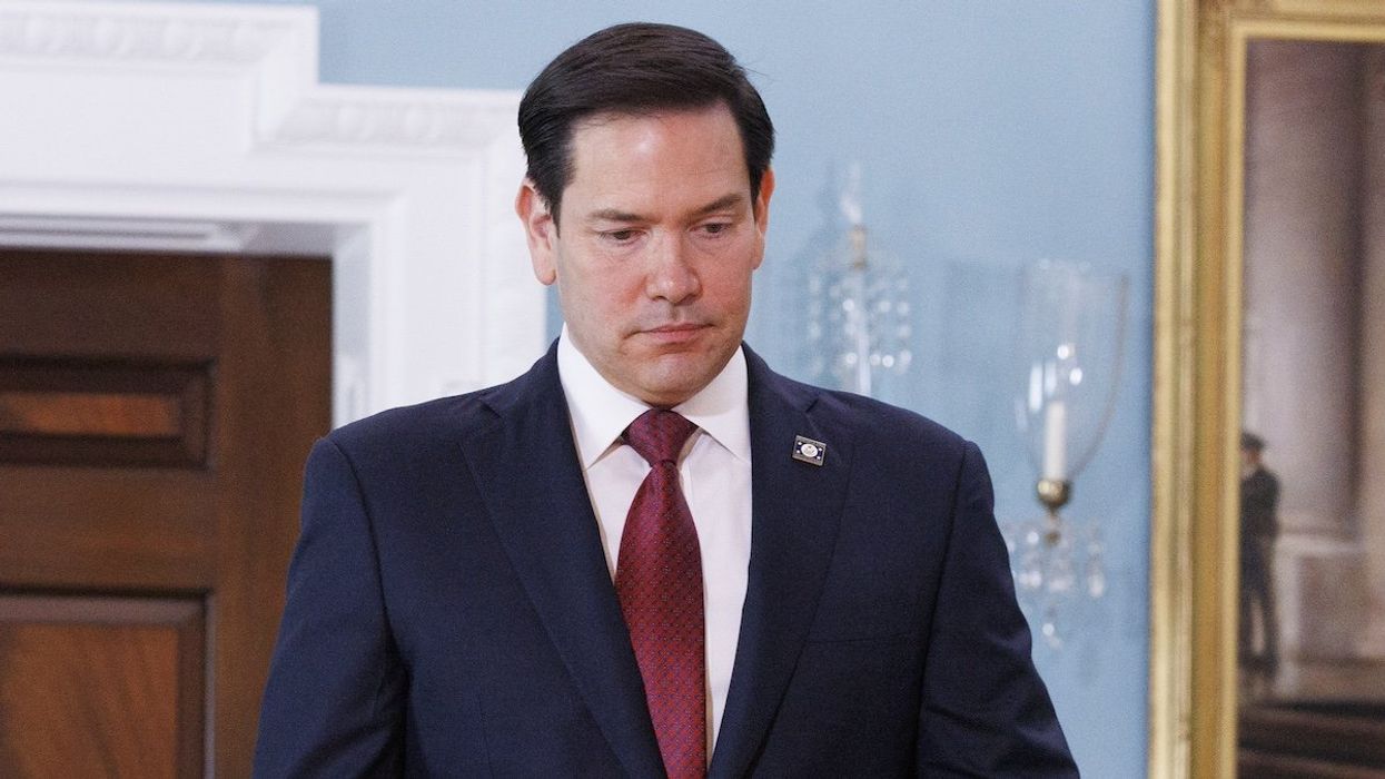 Secretary of State Marco Rubio is seen as he meets with Qatari Prime Minister and Foreign Minister Mohammed bin Abdulrahman Al Thani at the Department of State in Washington DC on Tuesday, April 22, 2025. Secretary Rubio has announced a dramatic reorganization and shuttering of multiple organizations within the State Department.