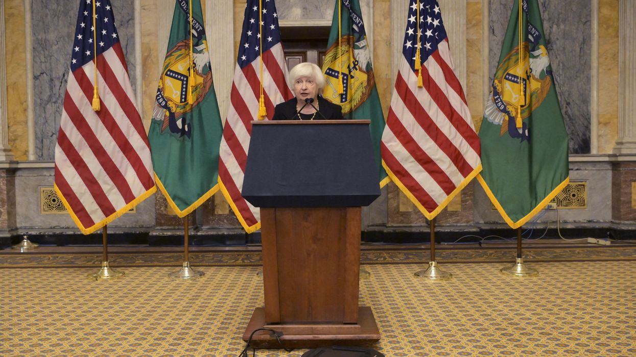 Secretary of Treasury Janet Yellen speaks about her key priorities for the 2024 Annual Meetings of the IMF and World Bank during a press conference in Washington DC, USA, on October 22, 2024, at the Department of Treasury Headquarters.