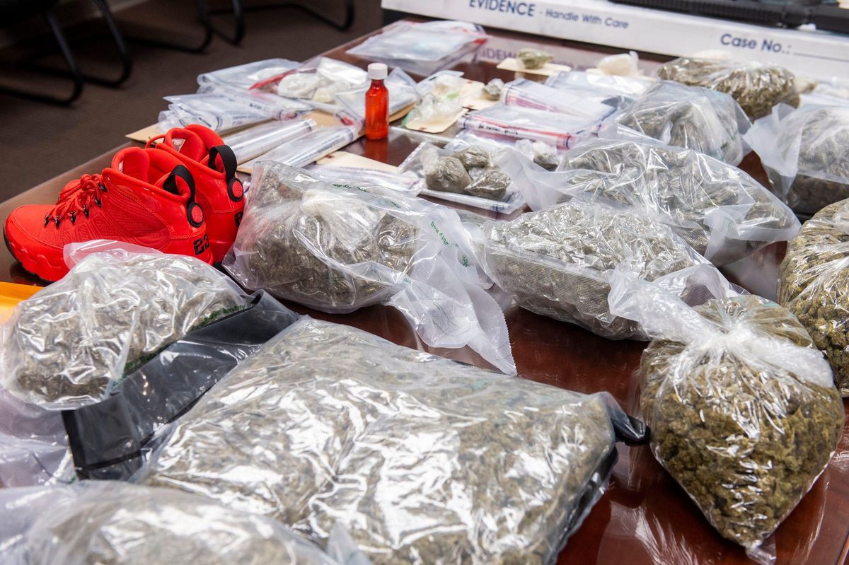 Seized narcotics at a press conference in Montgomery, Alabama.
