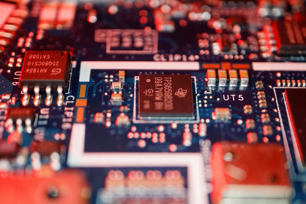 Semiconductor chips are seen on a circuit board of a computer in this illustration picture taken February 25, 2022.