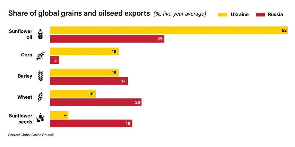 Share of global Grains and Oilseed Exports