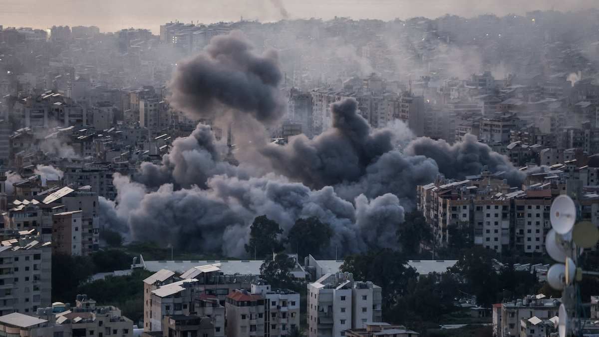 ​Smoke rises after an Israeli strike on Beirut's southern suburbs on March 6, 2026.
