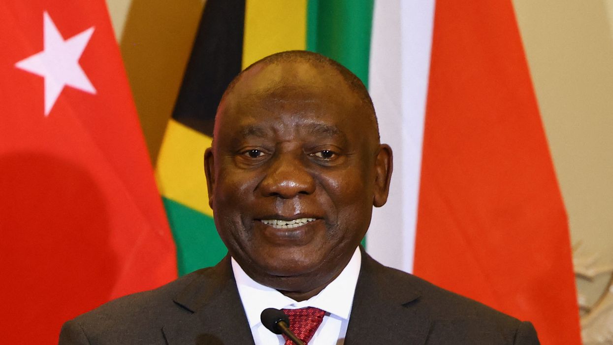 South African President Cyril Ramaphosa and Singapore PM Lee Hsien Loong (not pictured) attend a media briefing in Cape Town.