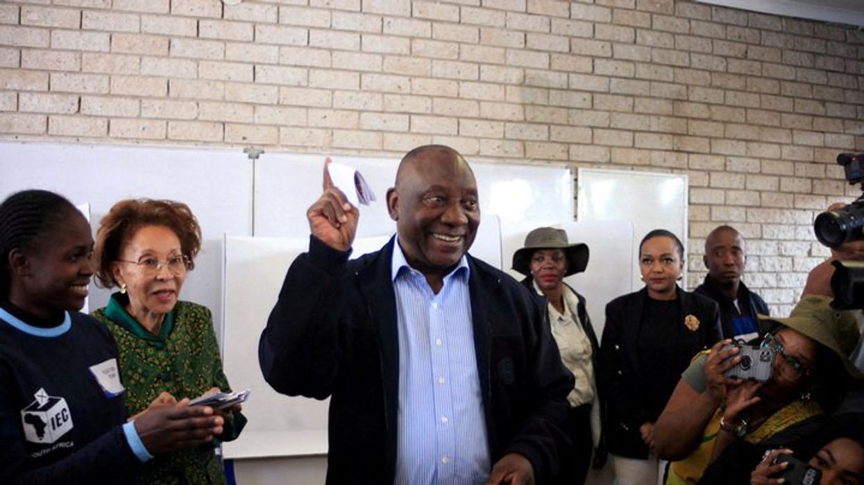 South African president Cyril Ramaphosa casts his vote during the South African elections in Soweto, South Africa May 29, 2024
