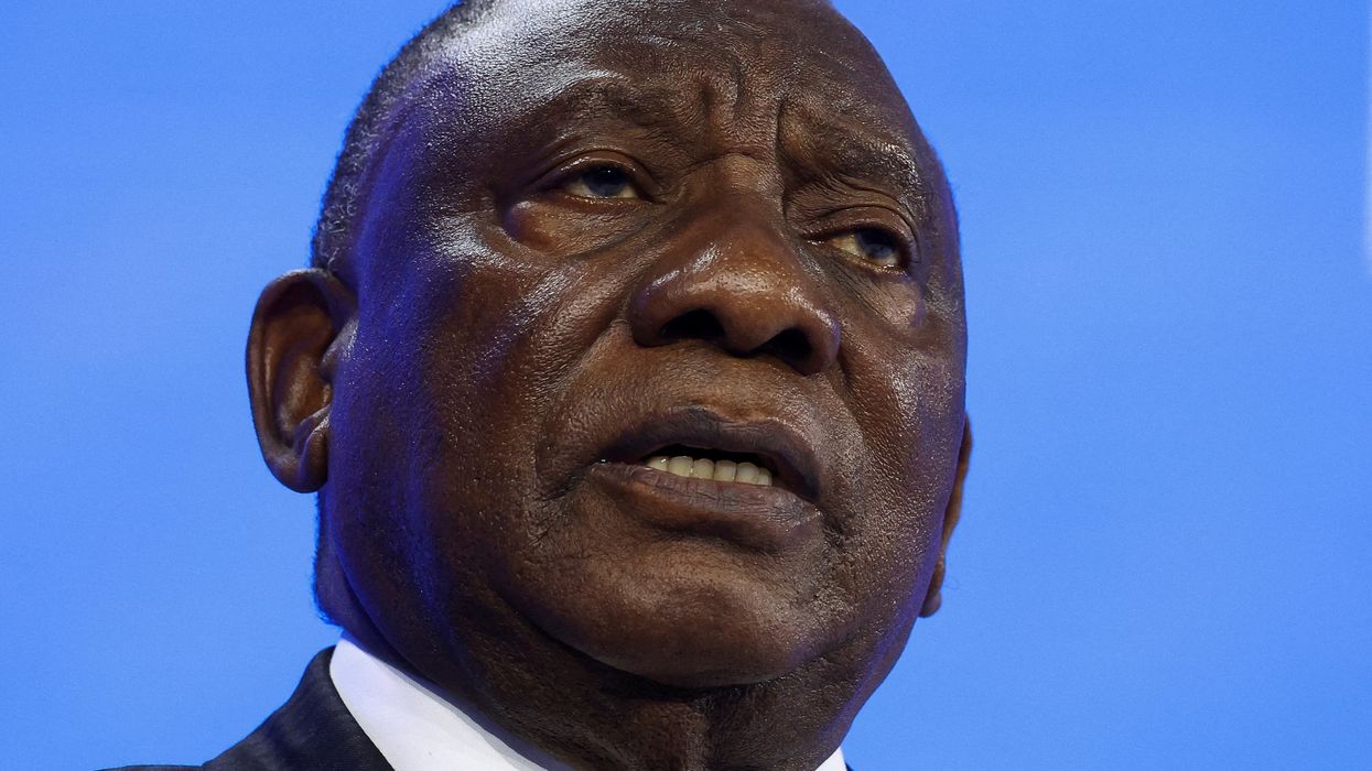 South African President Cyril Ramaphosa looks on during the 55th annual World Economic Forum (WEF) meeting in Davos, Switzerland, January 21, 2025.