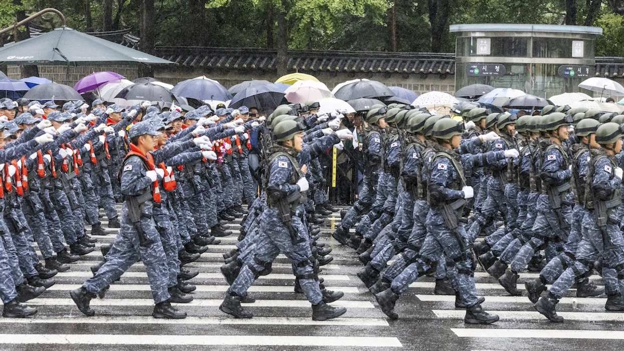 South Korean military soldiers parade during the 75th South Korea Armed Forces Day ceremony at Sejong-daero in Seoul, South Korea, September 26, 2023.