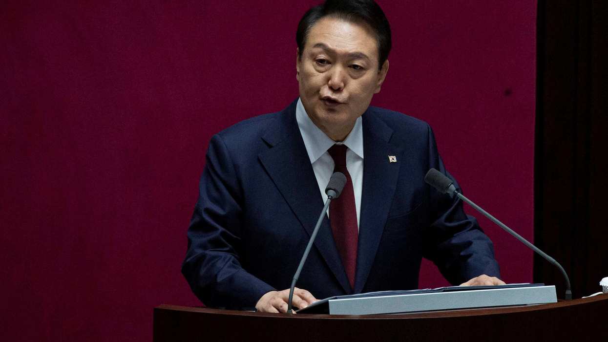 South Korean President Yoon Suk-yeol speaks on the government budget at the National Assembly in Seoul, South Korea, 25 October 2022.