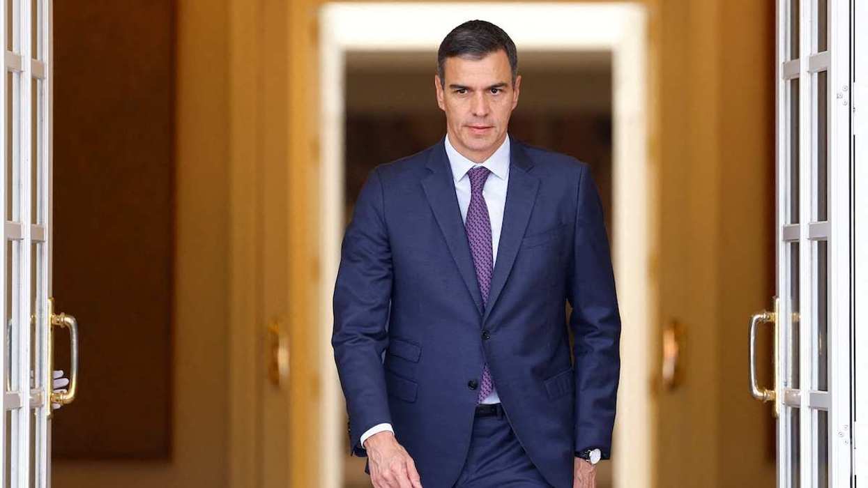 Spain's Prime Minister Pedro Sanchez walks to greet European Council President Charles Michel at Moncloa Palace in Madrid, Spain, May 30, 2024.
