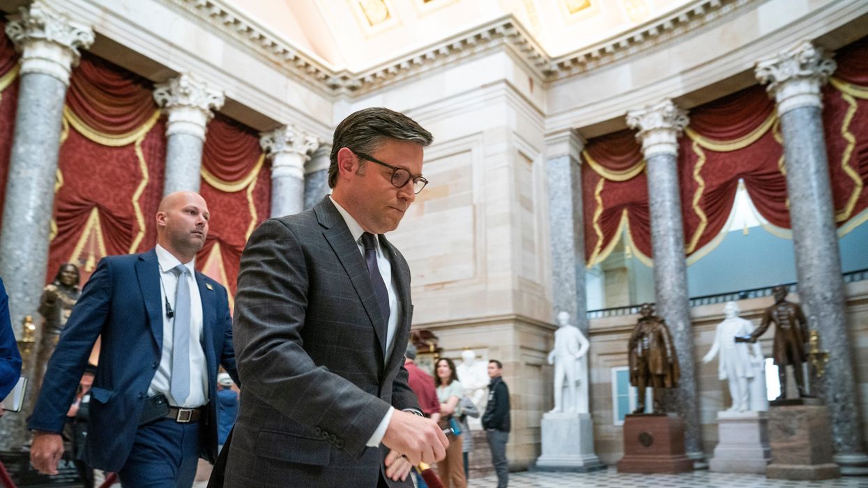 Speaker of the House Mike Johnson, R-LA., returns to his office in the US Capitol on Monday, Nov. 13, 2023.