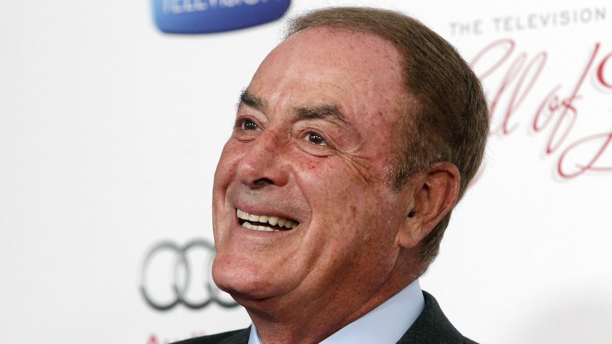 Sportscaster Al Michaels, Hall of Fame inductee poses at the Academy of Television Arts & Sciences 22nd annual Hall of Fame gala in Beverly Hills, California March 11, 2013.