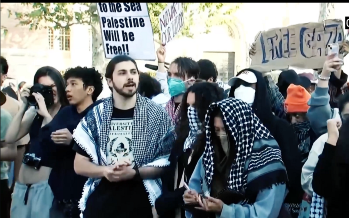 students protesting the Gaza war on a college campus and GZERO World with ian bremmer - the podcast