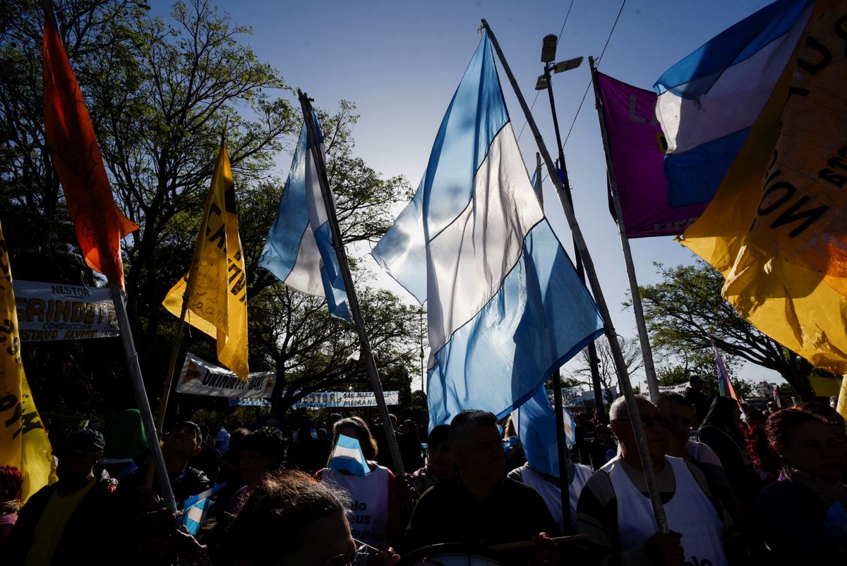 Supporters of Argentina's presidential candidate Patricia Bullrich of Juntos por el Cambio party attend the closing event of her electoral campaign ahead of the October 22 general election, in Buenos Aires, Argentina October 19, 2023.