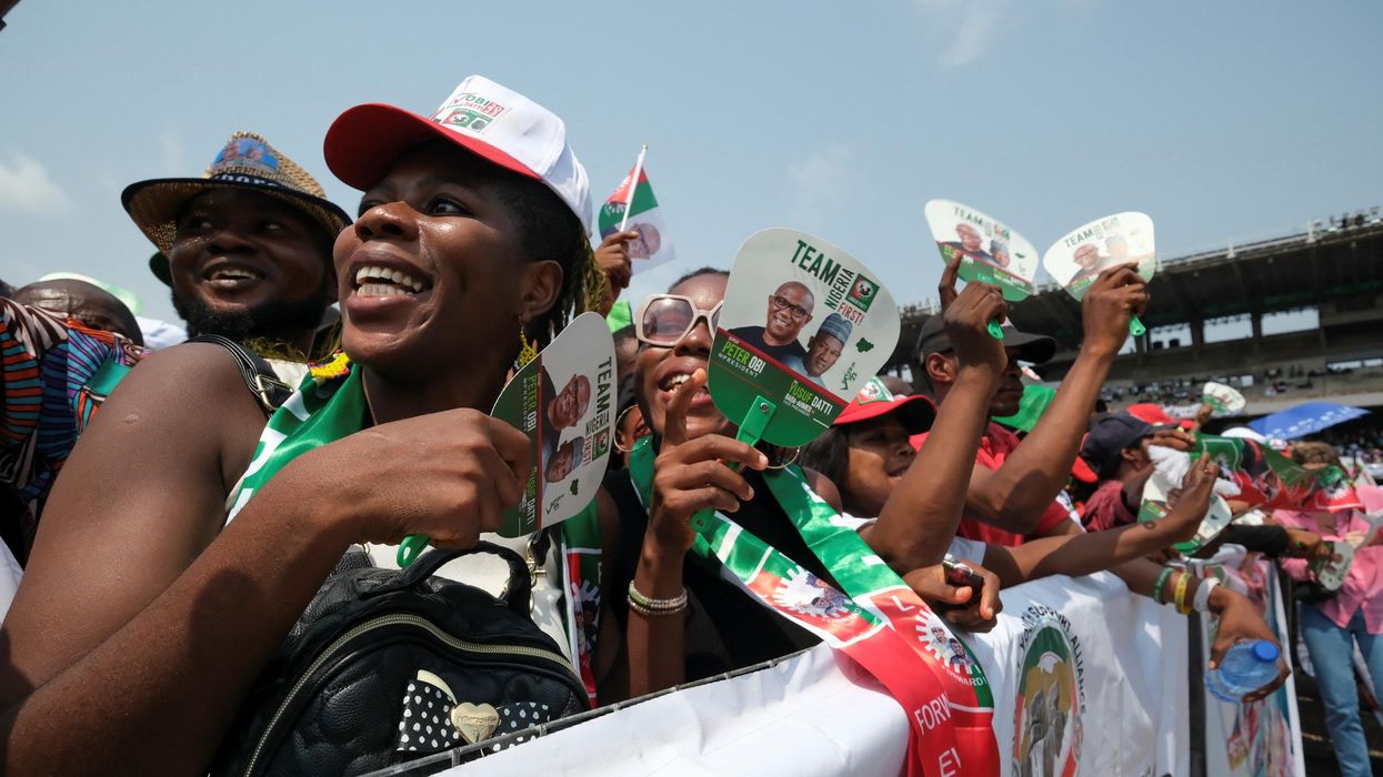 Supporters of Labour Party candidate Peter Obi attend a campaign rally in Lagos.