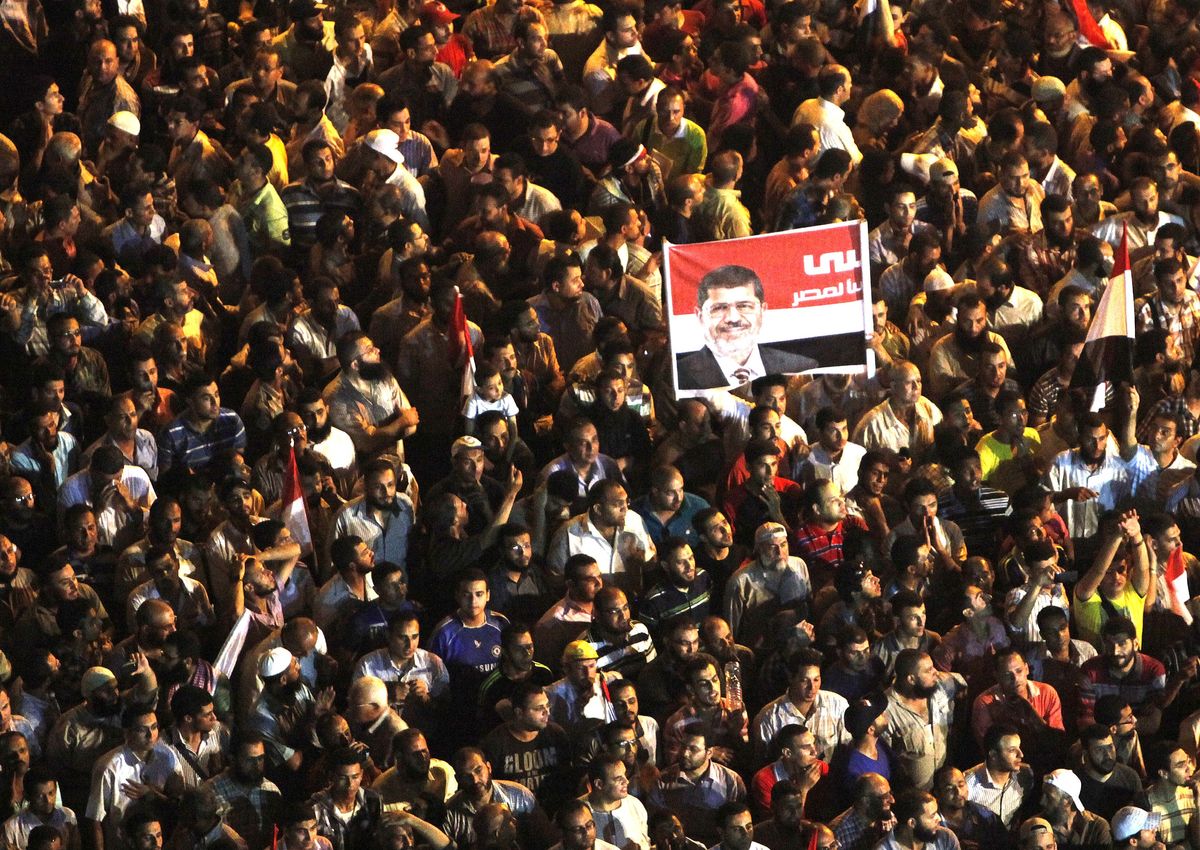 Supporters of Mohamed Morsi during a demonstration at Tahrir square in Cairo June 22, 2012.
