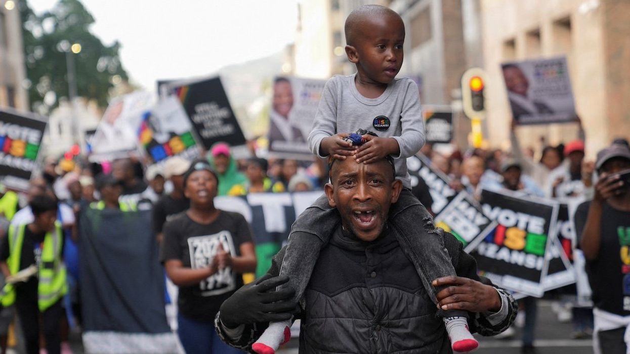 Supporters of political party Rise Mzansi attend a protest march calling for the delivery of basic services in the Western Cape ahead of the general election in Cape Town, South Africa May 22, 2024.