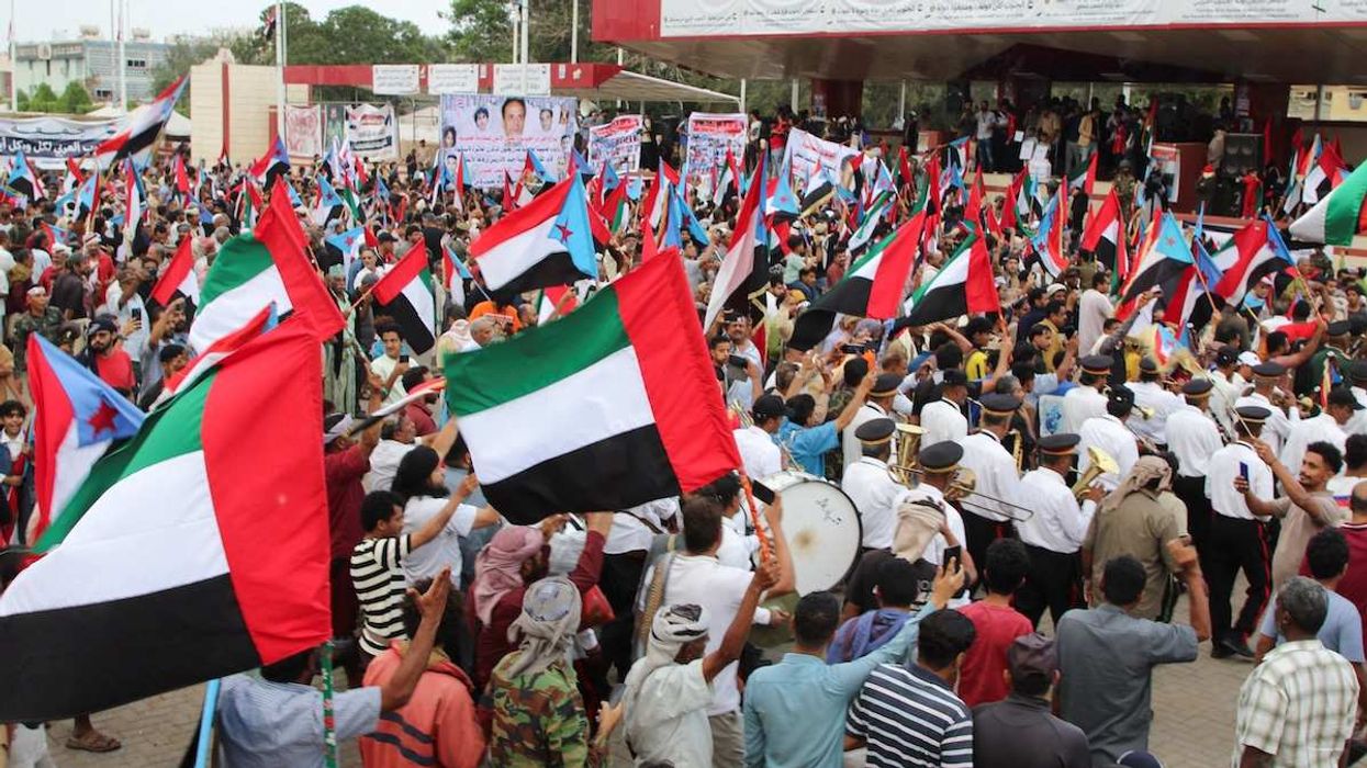 Supporters of the UAE-backed separatist Southern Transitional Council during a rally in Aden, Yemen, on December 30, 2025.