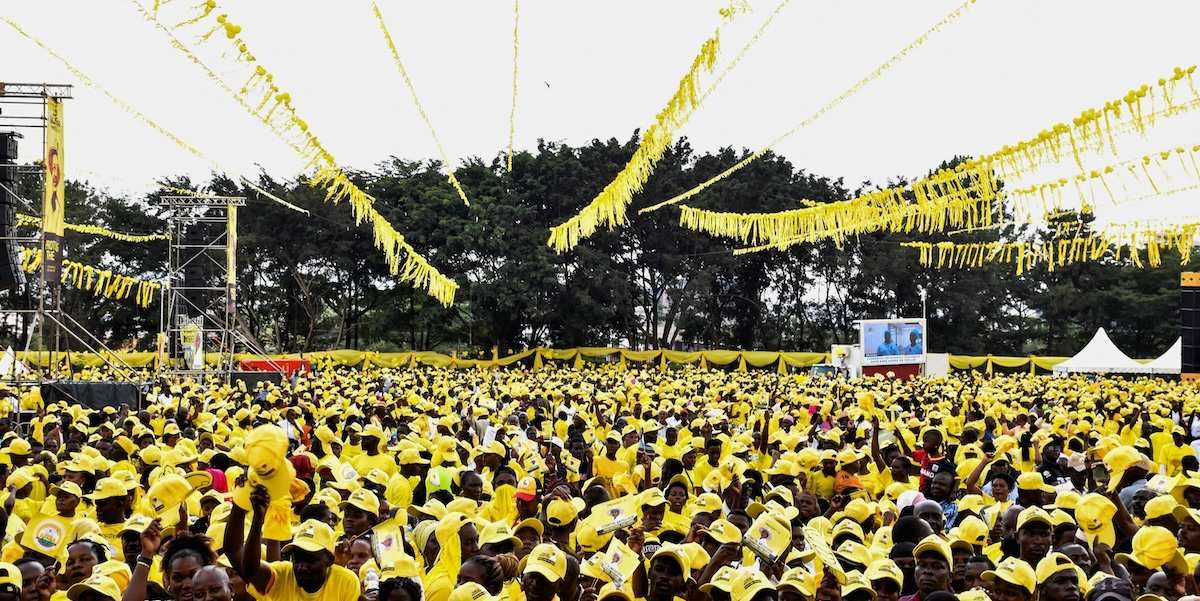 ​Supporters of Uganda's President Yoweri Museveni, leader of the ruling National Resistance Movement (NRM) party, attend his final rally ahead of the general election in Kampala, Uganda, January 13, 2026. 