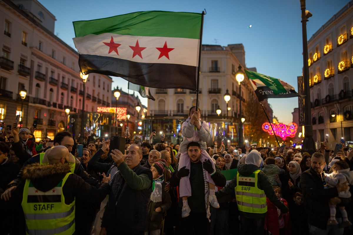 Syrian residents in Madrid have gathered in Puerta del Sol to celebrate the fall and end of the government of President Bashar al-Assad in the Arab country on December 14, 2024.