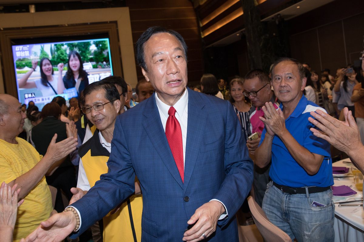 Terry Gou, a 72-year-old billionaire and founder of iPhone maker Foxconn, campaigns for his presidential bid in Taipei