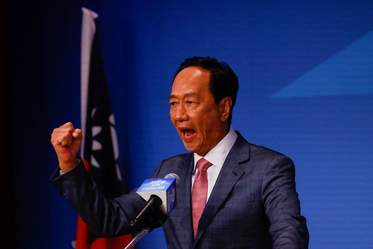 Terry Gou, Foxconn founder announces bid for Taiwan presidency during a press event in Taipei