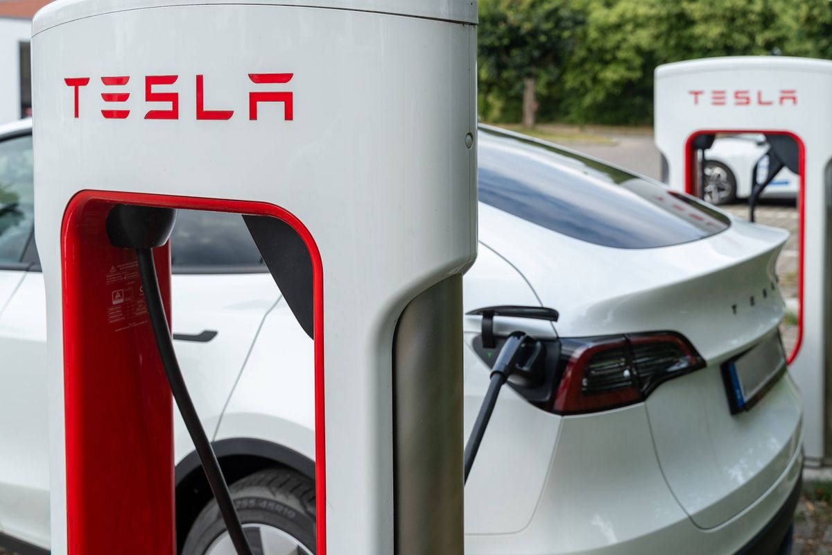 Tesla charging station. 