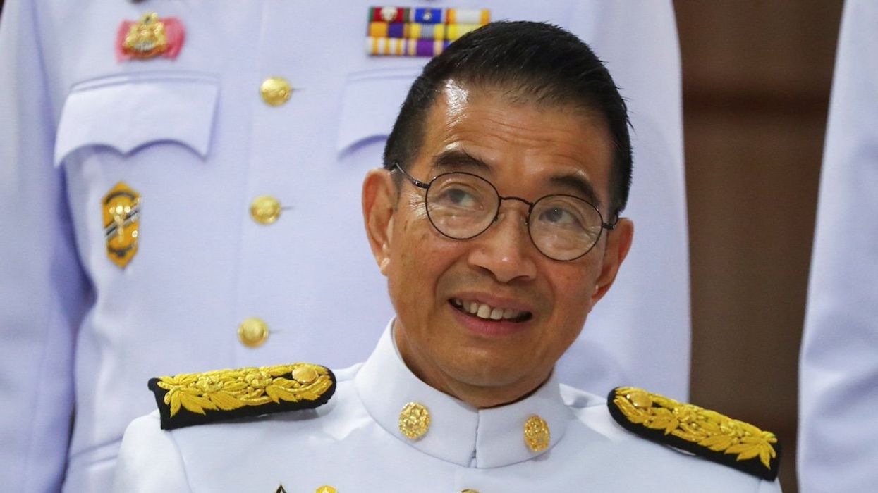 Thailand's newly appointed Foreign Minister Maris Sangiampongsa reacts during a family photo session with new cabinet ministers at the Government House in Bangkok, Thailand, May 7, 2024. 