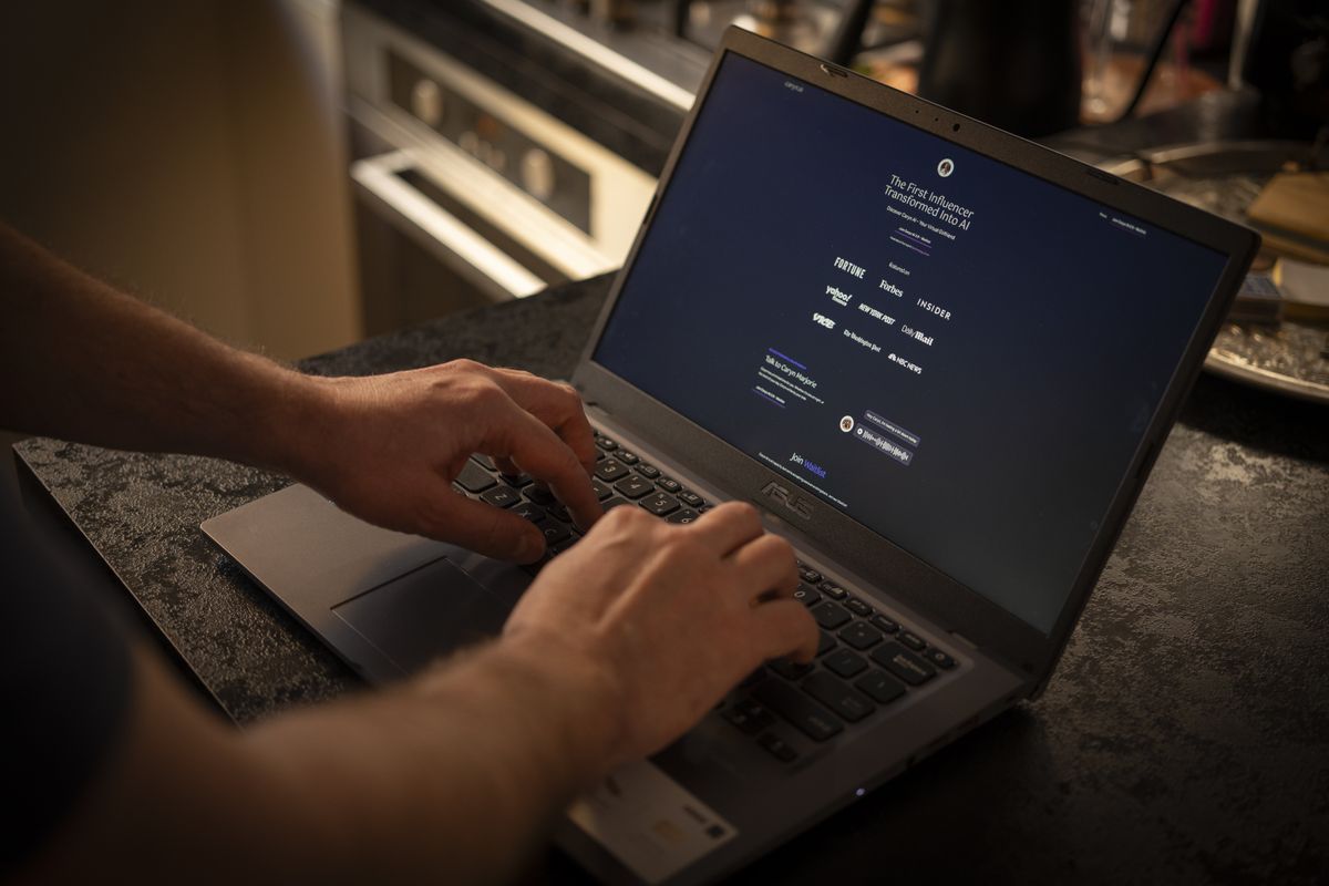 ​The Caryn influencer artificial intelligence AI page is seen in this illustration photo taken in Warsaw, Poland on 05 December, 2023.