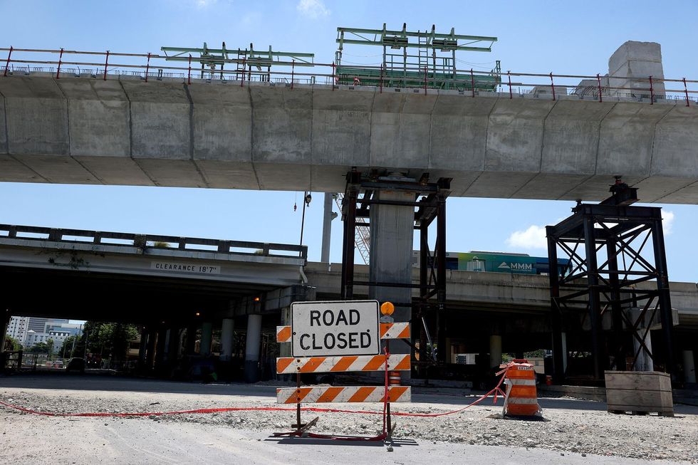 The construction site for the \u201cSignature Bridge\u201d in Miami, Florida.