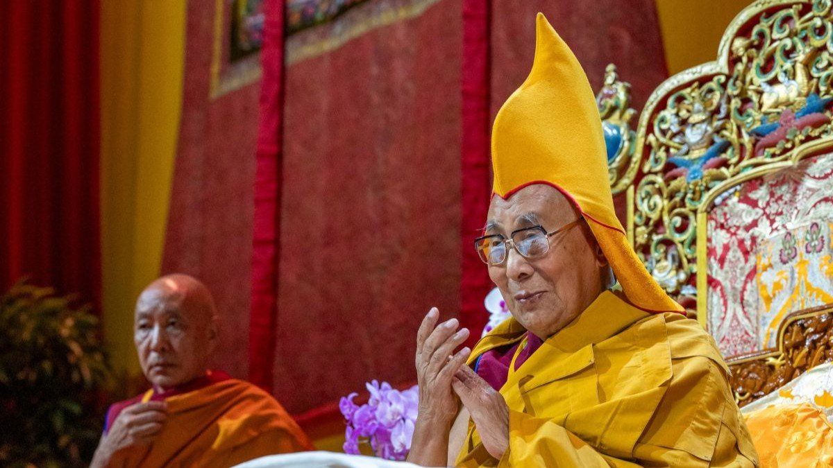 ​The Dalai Lama at the start of his 90th birthday celebrations in his exile in northern India.