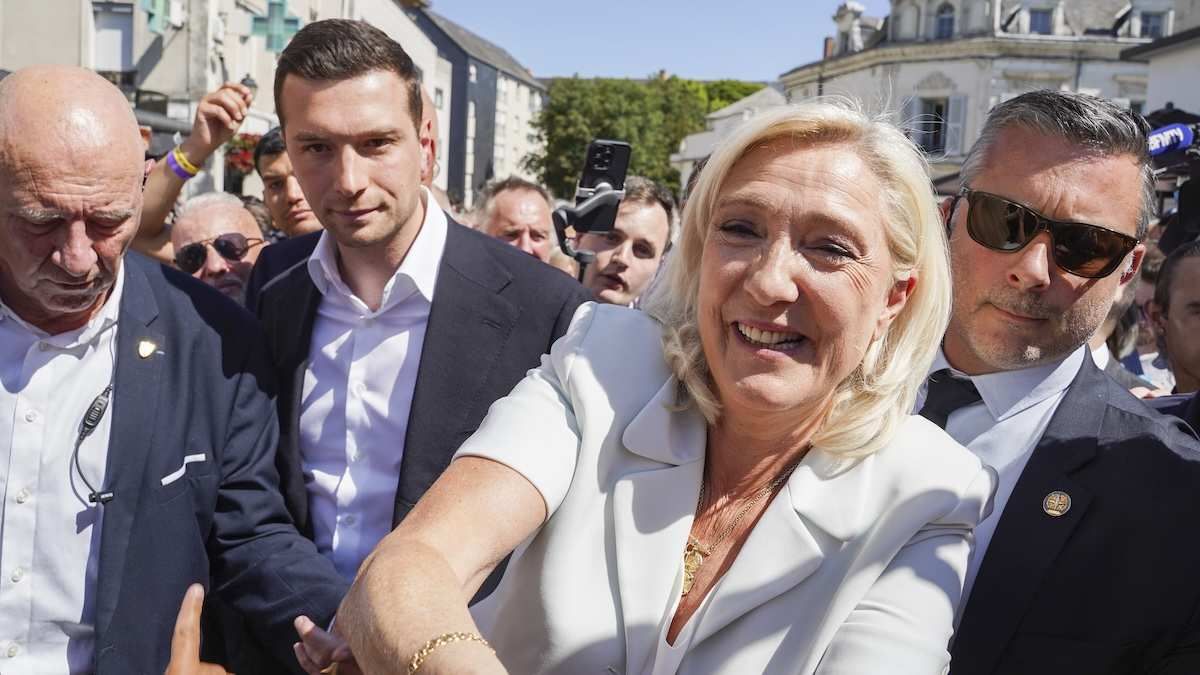 The day after announcing her candidacy for the 2027 presidential election, Marine Le Pen visits La Fleche, in the Sarthe department, on July 8, 2026.​