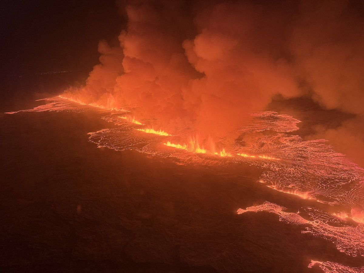 The eruption of a volcano on Iceland’s Reykjanes peninsula just after 10pm on Monday night
