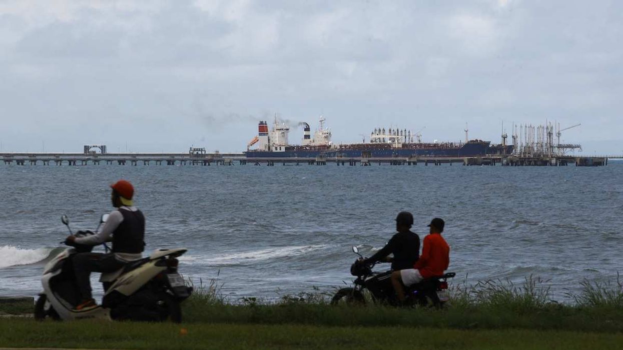 The Guinea-flagged oil tanker MT Bandra, which is under sanctions, at El Palito terminal, near Puerto Cabello, Venezuela, on December 29, 2025.