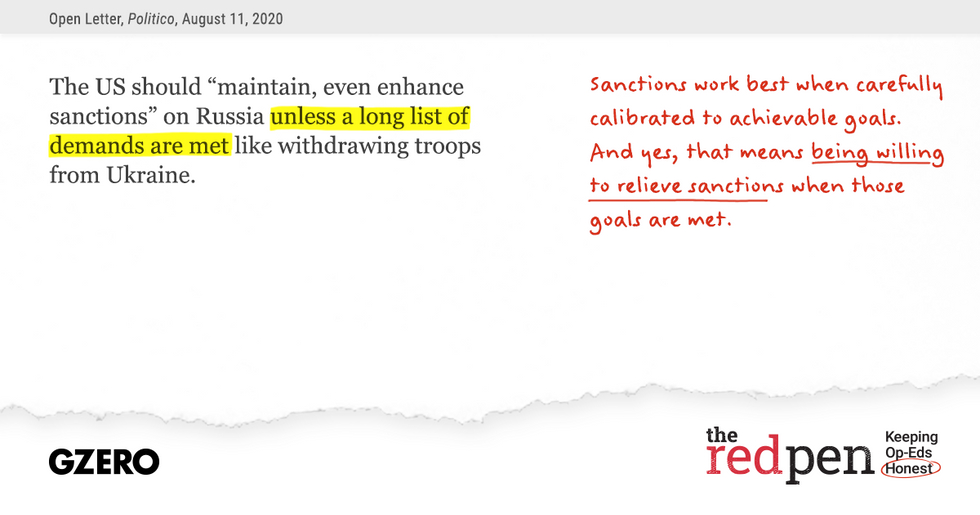 the highlighted (in yellow) part of quote on the graphic says: unless a long list of demands are met.