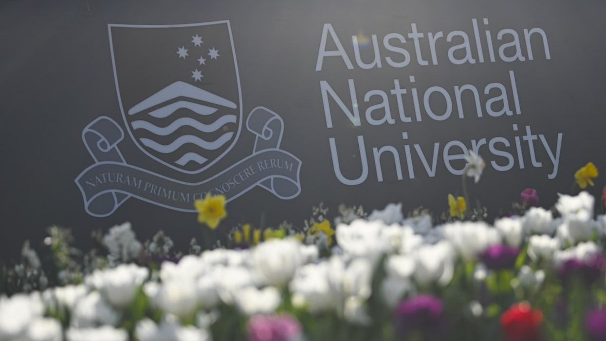 The logo of the Australian National University (ANU) is seen at the campus in Canberra, Wednesday, September 16, 2020. The Australian National University (ANU) says COVID-19 will force it to shed hundreds of jobs from its workforce. Estimates put the total job losses at 465, including 250 voluntary redundancies.
