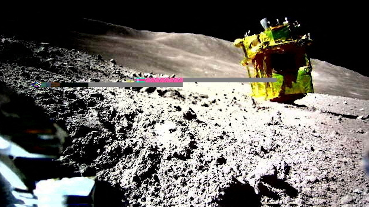 The Smart Lander for Investigating Moon, aka SLIM, is seen in this handout image taken by LEV-2 on the moon, released on Jan. 25, 2024.