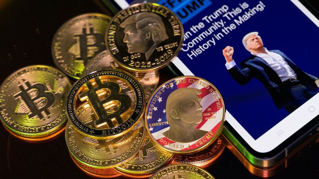 The $Trump meme coin together with Bitcoin and crypto coins.