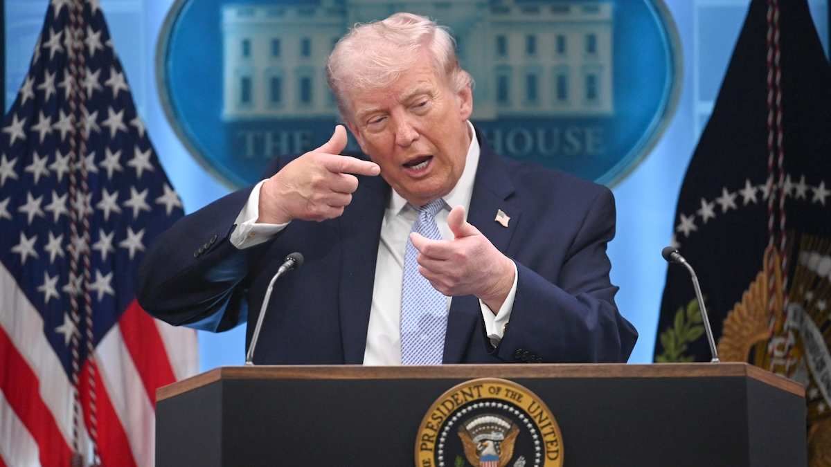 ​The United States President Donald Trump holds a Press Conference in the James S. Brady Press Briefing Room at the White House on April 6, 2026 in Washington DC. 