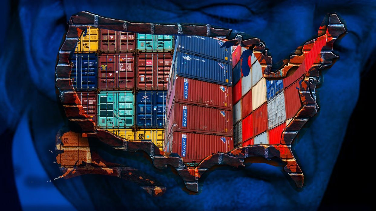 The US made up of trade containers.