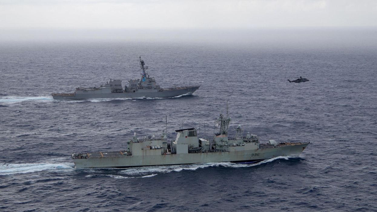 The US Navy guided-missile destroyer USS Chung-Hoon sails alongside the Royal Canadian Navy frigate HMCS Montreal during Surface Action Group operations as a part of exercise “Noble Wolverine" in the South China Sea.