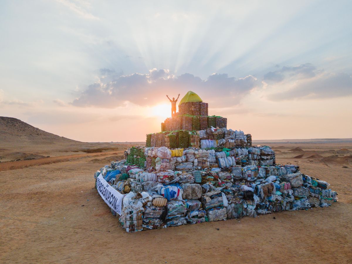 The world’s largest plastic waste pyramid is revealed in Egypt ahead of COP27 in Sharm el-Sheikh.