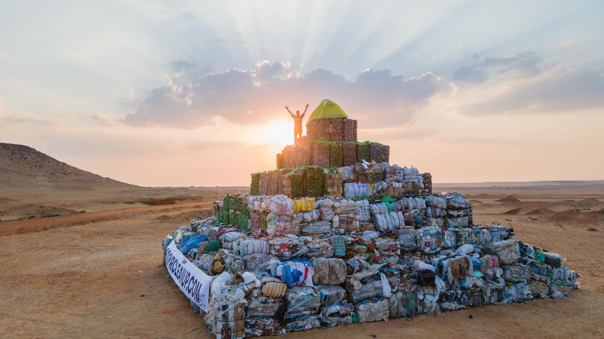 The world’s largest plastic waste pyramid is revealed in Egypt ahead of COP27 in Sharm el-Sheikh.