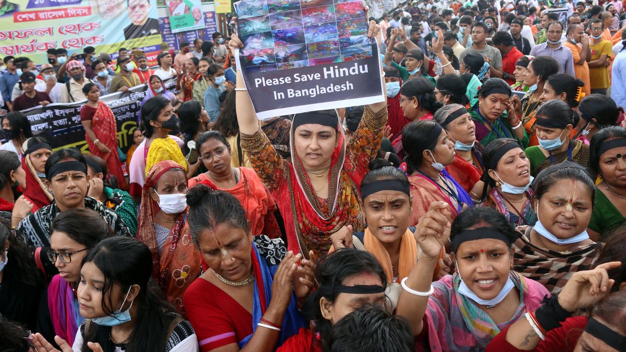 Thousands of activists marched in the Bangladeshi capital Dhaka on Tuesday to denounce a wave of violence against minority Hindus over an allegedly blasphemous social media post in the predominantly Muslim South Asian country.