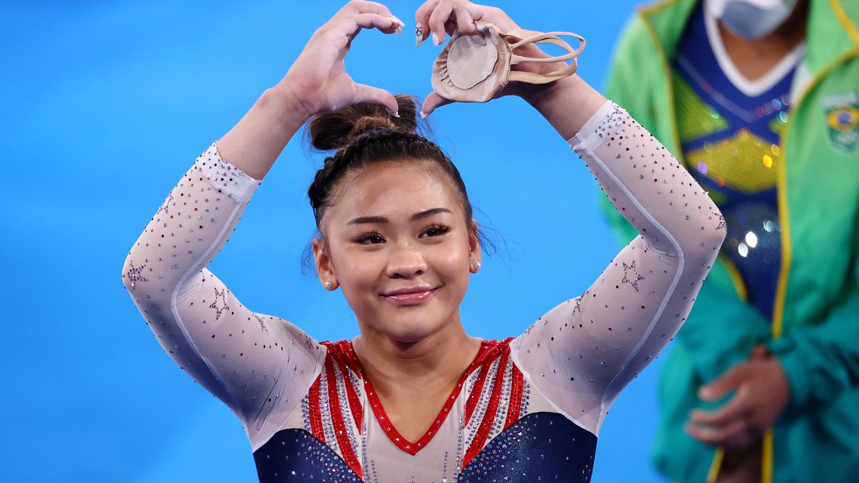 Tokyo 2020 Olympics - Gymnastics - Artistic - Women's Individual All-Around - Final - Ariake Gymnastics Centre, Tokyo, Japan - July 29, 2021. Sunisa Lee of the United States gestures